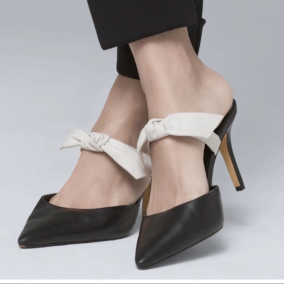 White House Black Market Shoes - White House Black Market Leather Bow Mules